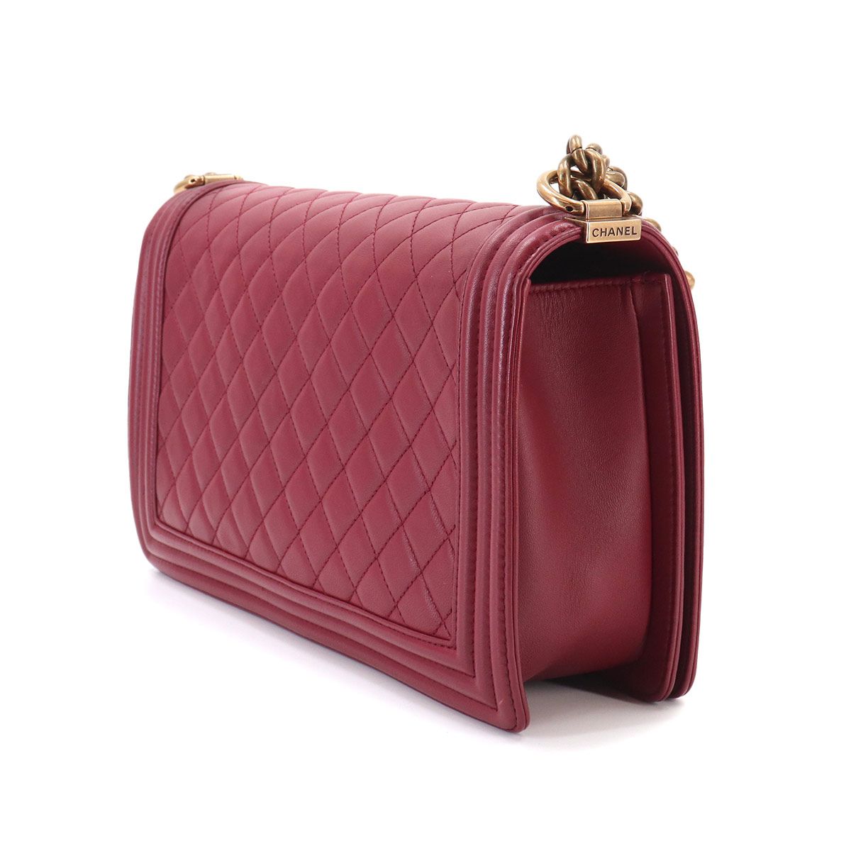 Chanel Boy Chain Shoulder Bag Lambskin Bordeaux Gold — view 4