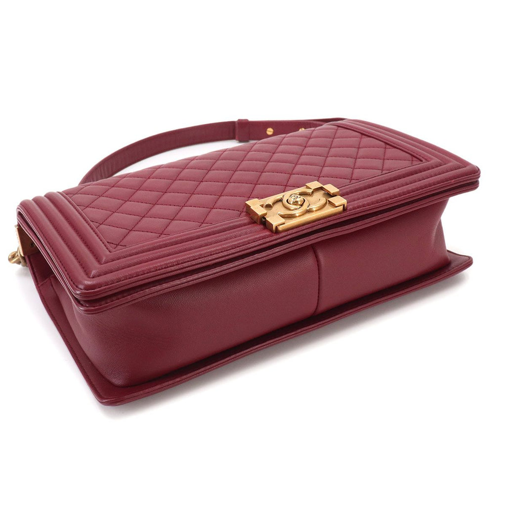 Chanel Boy Chain Shoulder Bag Lambskin Bordeaux Gold — view 5