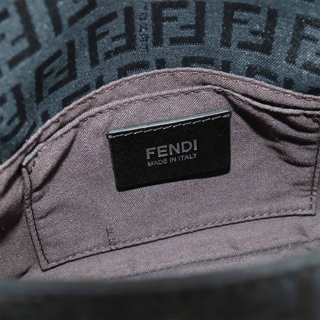 Fendi Zucchi Mini Mamma Bucket Shoulder Bag Canvas Leather Black — view 8