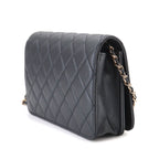 Chanel Quilted Chain Wallet Lambskin Metallicgray Gold Shoulder — view 4
