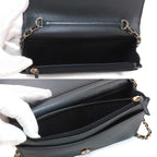 Chanel Quilted Chain Wallet Lambskin Metallicgray Gold Shoulder — view 7
