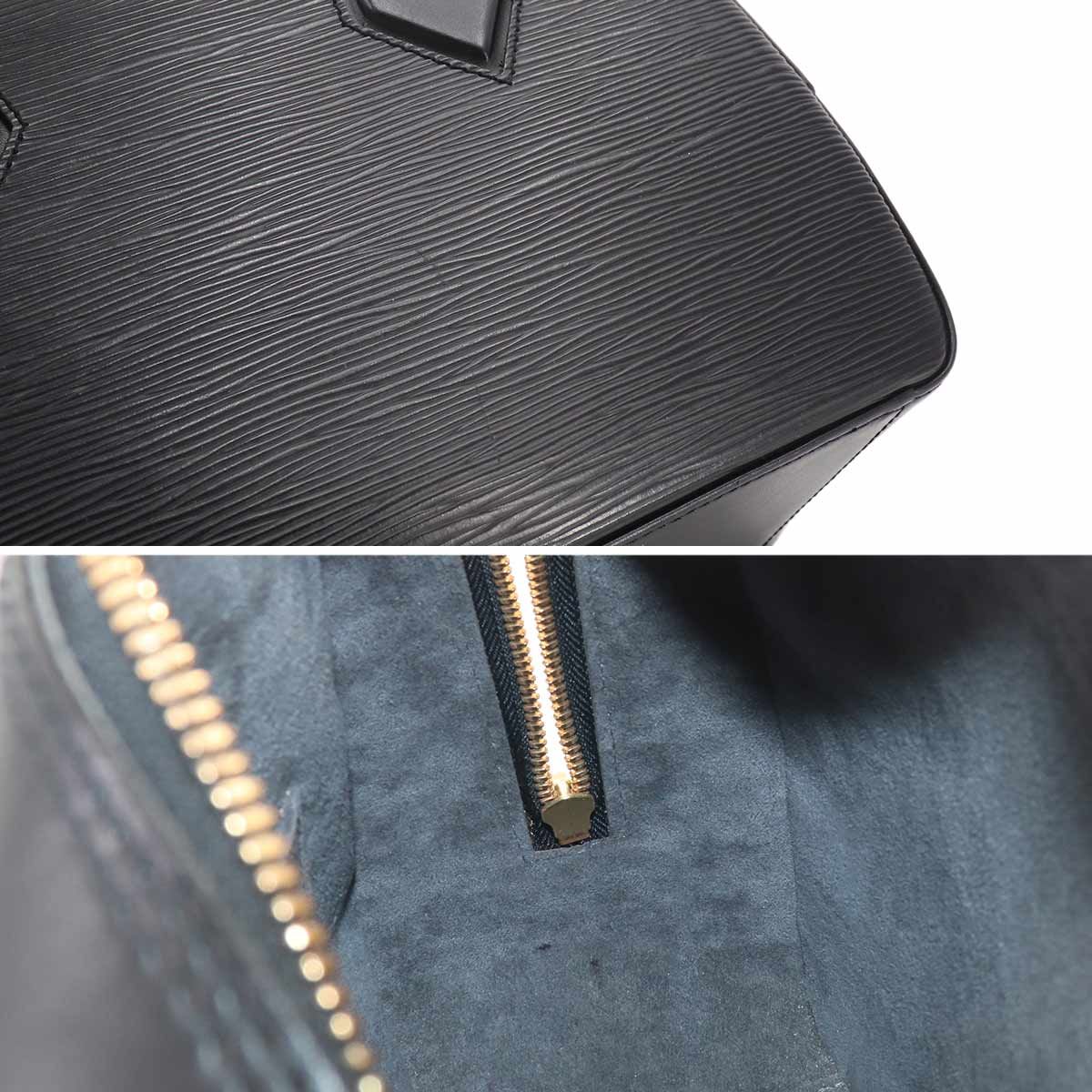 Louis Vuitton Epi Blanc Hand Bag Noir Leather Epi Sablon — view 8