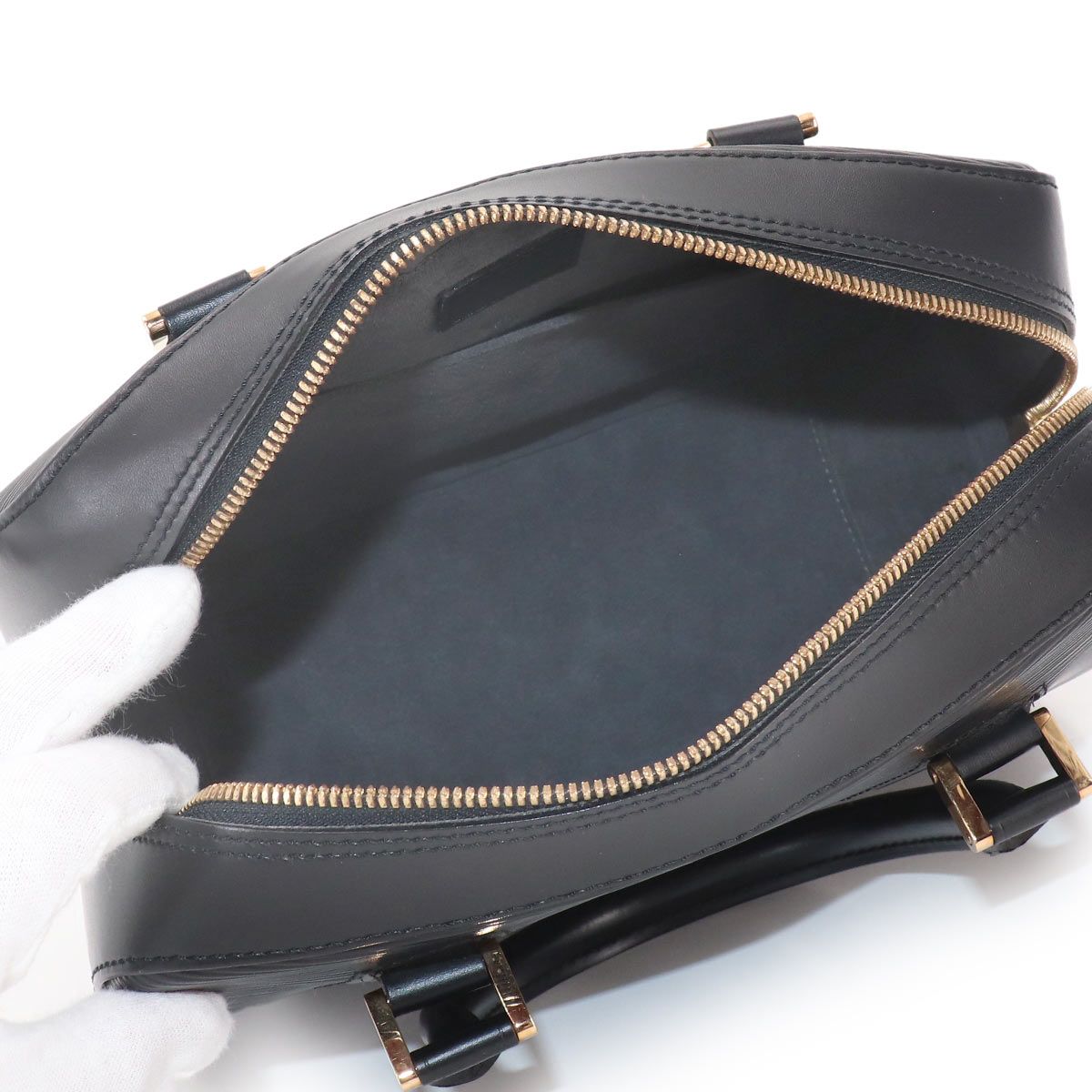 Louis Vuitton Epi Blanc Hand Bag Noir Leather Epi Sablon — view 6