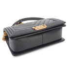 Chanel Boy Chain Shoulder Bag Calfskin Black Chezblanc Stitch — view 5