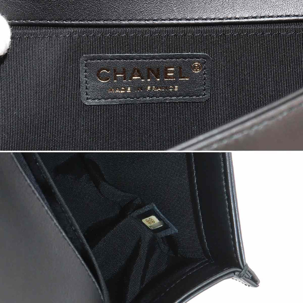 Chanel Boy Chain Shoulder Bag Calfskin Black Chezblanc Stitch — view 8