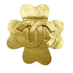 Chanel Brooch CC Logo Gold Metal Clover