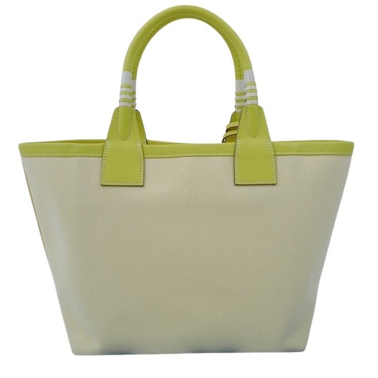 Hermes Handbag Steeple 25 Lime Toile Ash Leather — view 2