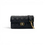 Dior Shoulder Bag Black Gold Jolie Chain Pearl Cannage