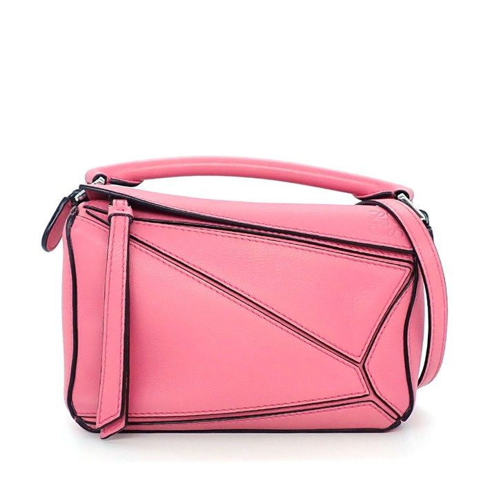 Loewe Shoulder Bag Puzzle Mini Pink Leather Silver