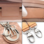 Dior Shoulder Bag Lady Dior Pink Beige Patent Calfskin — view 6