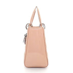 Dior Shoulder Bag Lady Dior Pink Beige Patent Calfskin — view 3