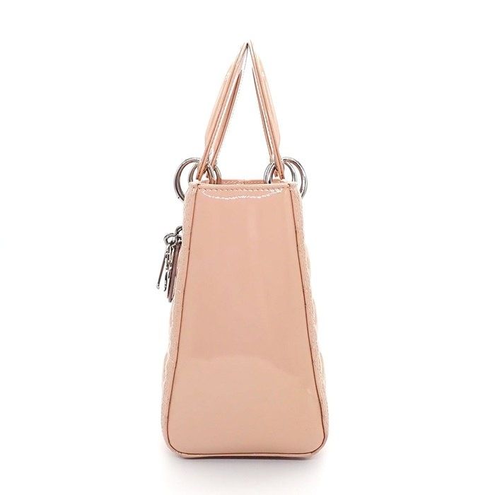Dior Shoulder Bag Lady Dior Pink Beige Patent Calfskin — view 3