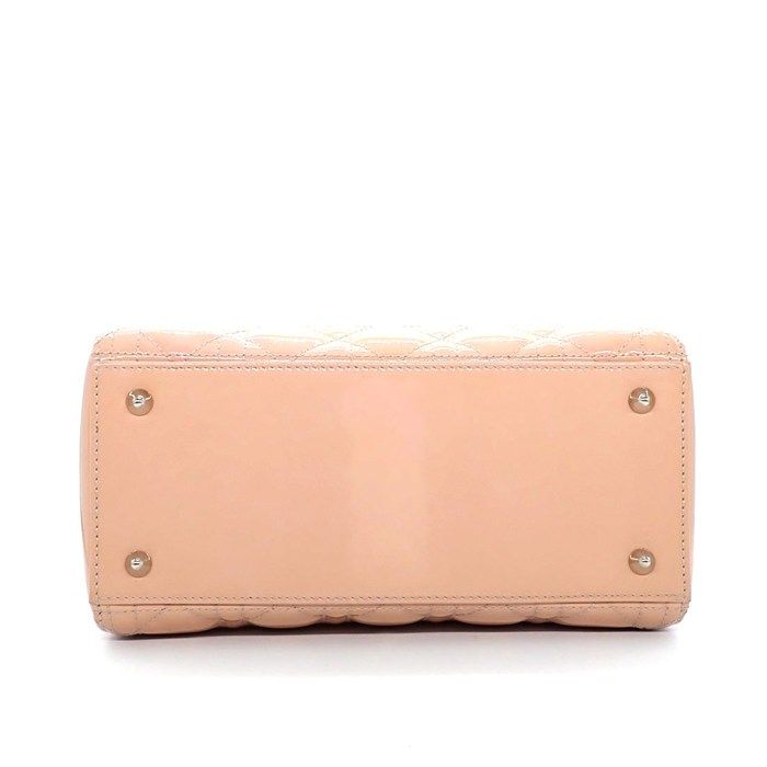 Dior Shoulder Bag Lady Dior Pink Beige Patent Calfskin — view 4