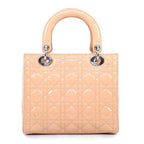 Dior Shoulder Bag Lady Dior Pink Beige Patent Calfskin — view 2