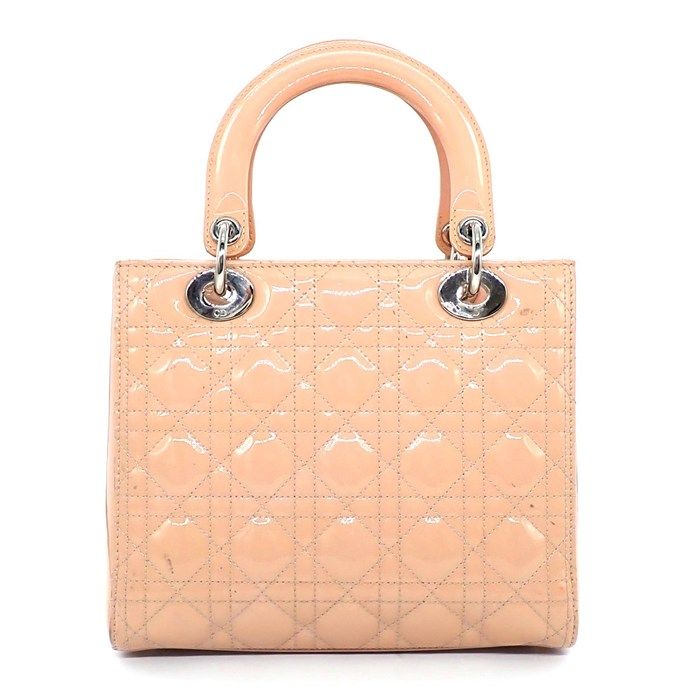 Dior Shoulder Bag Lady Dior Pink Beige Patent Calfskin — view 2