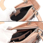 Dior Shoulder Bag Lady Dior Pink Beige Patent Calfskin — view 5
