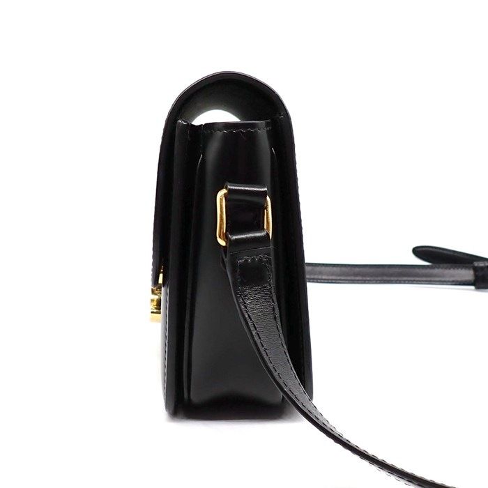 Celine Shoulder Bag Teen Triomphe Black Shiny Calfskin Gold — view 3