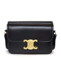 Celine Shoulder Bag Teen Triomphe Black Shiny Calfskin Gold