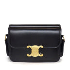Celine Shoulder Bag Teen Triomphe Black Shiny Calfskin Gold