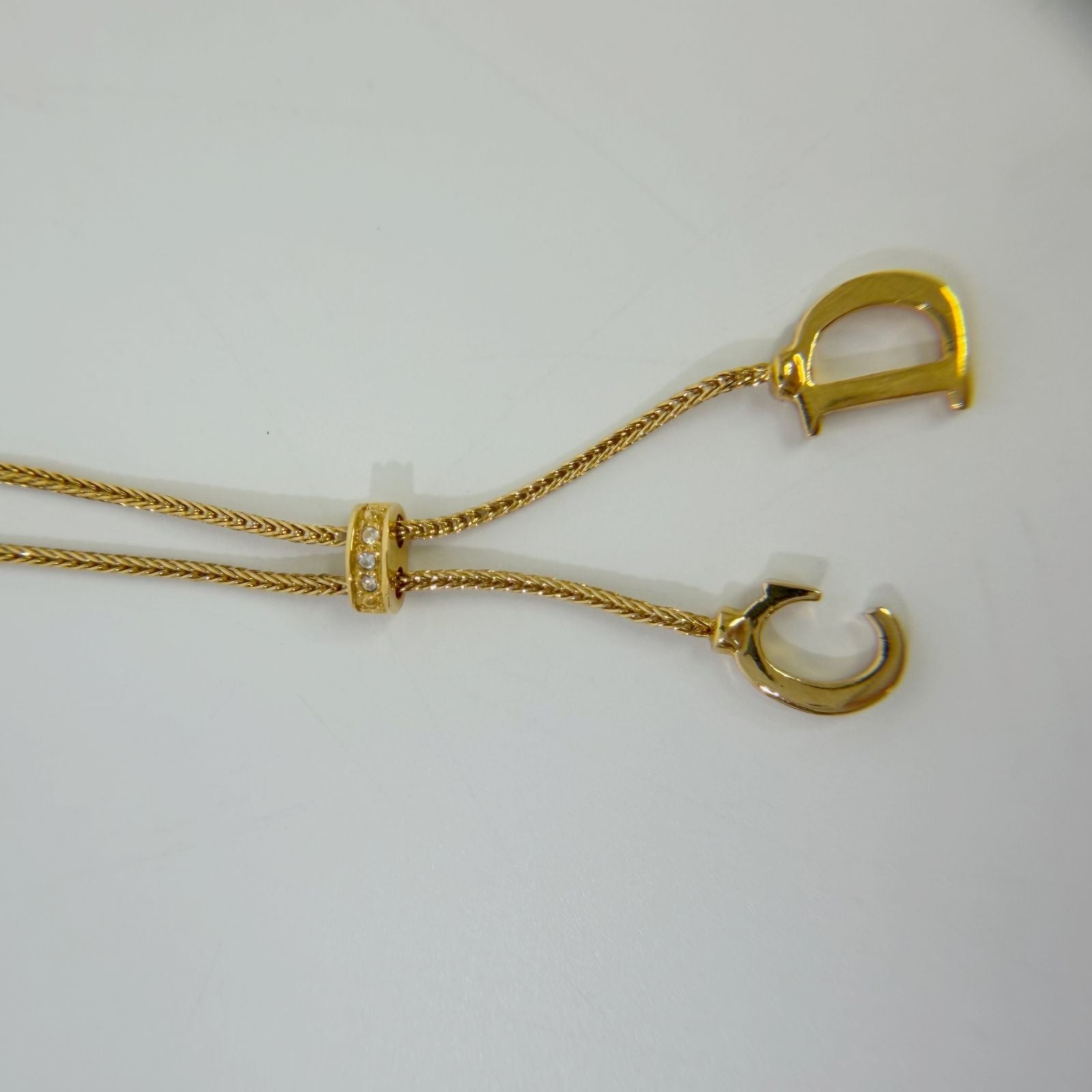 Dior CD Logo Lariat Necklace Plated Gold Vintage — view 4
