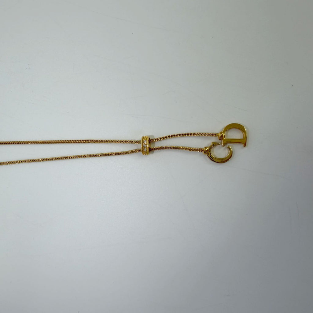 Dior CD Logo Lariat Necklace Plated Gold Vintage — view 3
