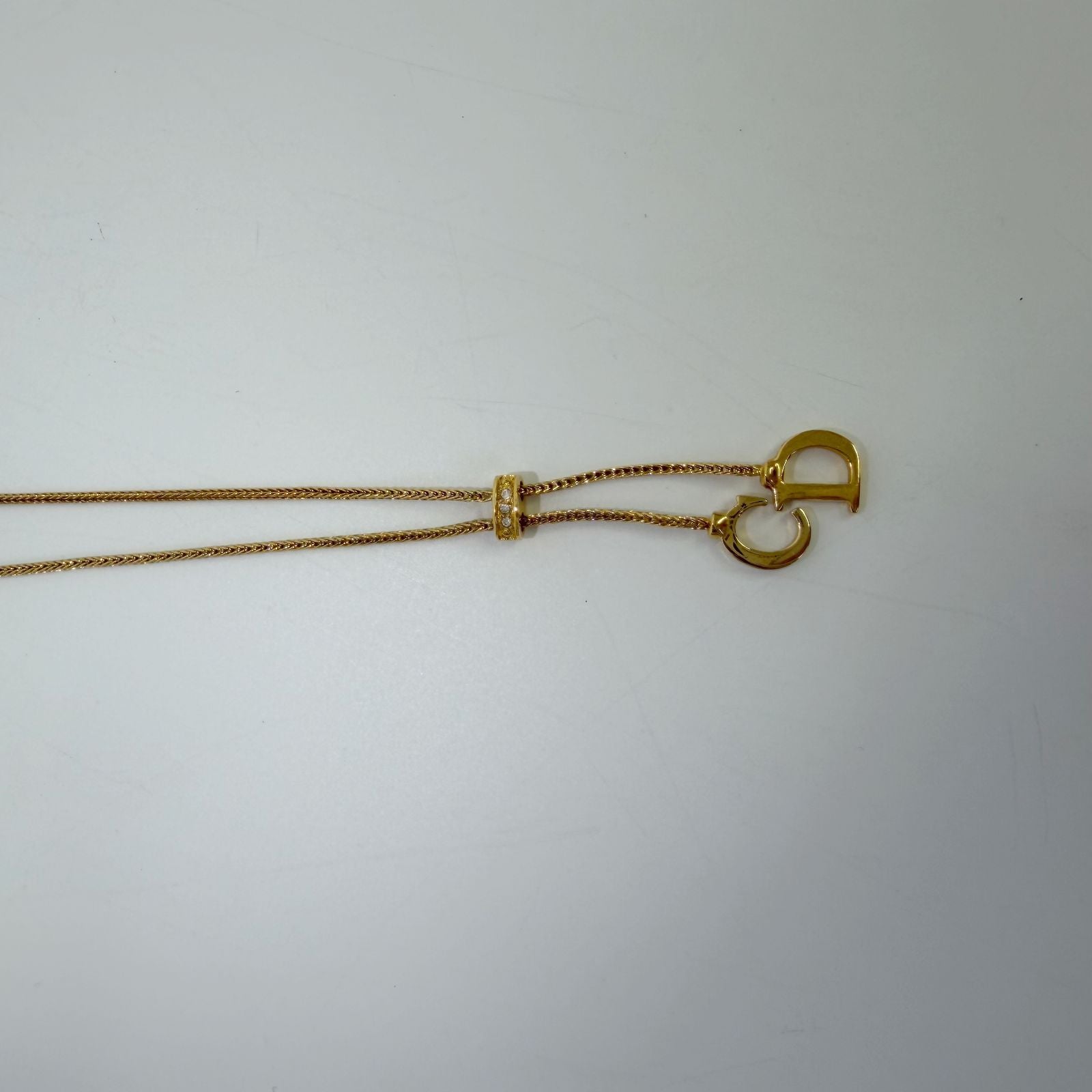 Dior CD Logo Lariat Necklace Plated Gold Vintage — view 3