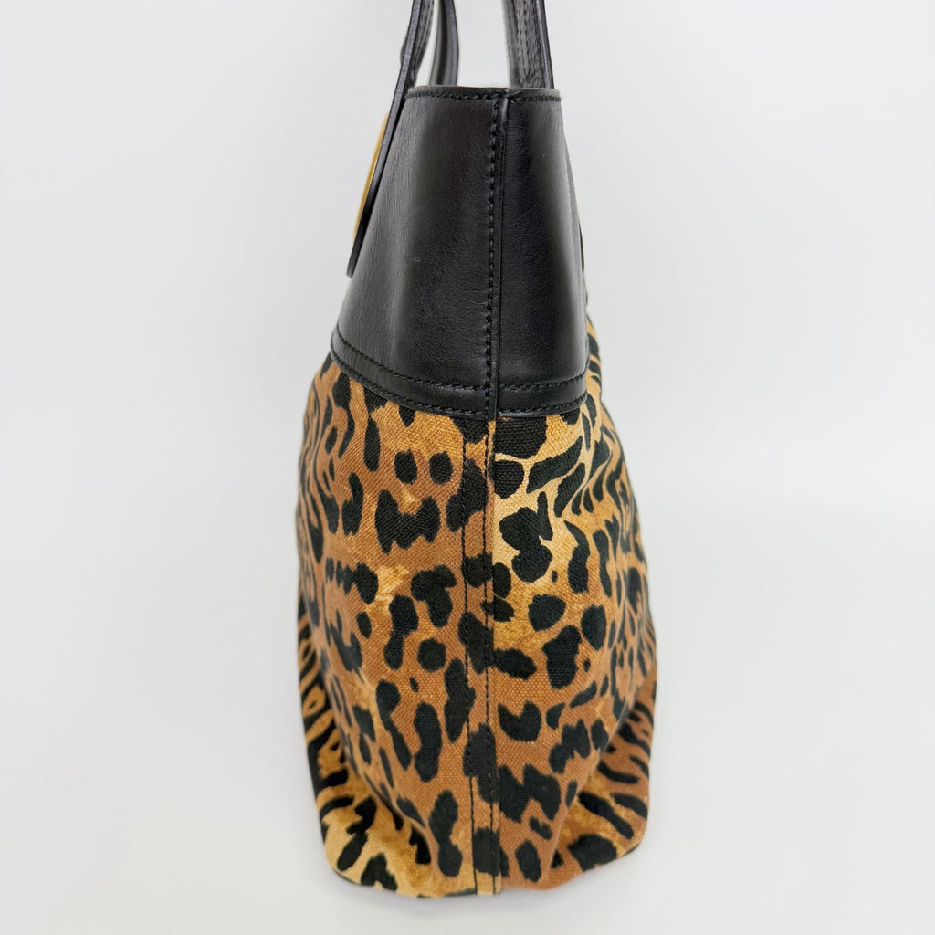Saint Laurent Leopard Eyelet Handbag Calf Hair Leather Brown Black Gold Vintage — view 7