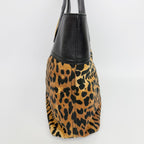 Saint Laurent Leopard Eyelet Handbag Calf Hair Leather Brown Black Gold Vintage — view 7
