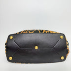 Saint Laurent Leopard Eyelet Handbag Calf Hair Leather Brown Black Gold Vintage — view 9