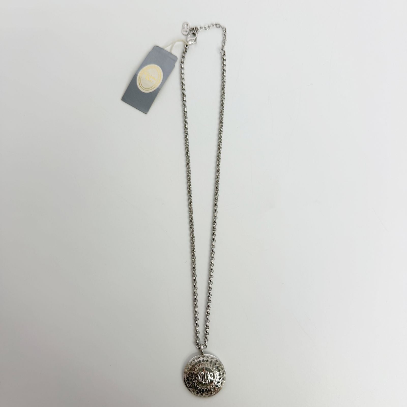 Dior Circle Logo Trotter Pattern Necklace Plated Silver Vintage — view 2