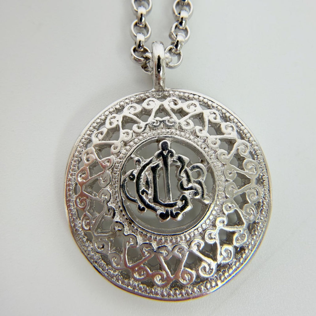Dior Circle Logo Trotter Pattern Necklace Plated Silver Vintage — view 3