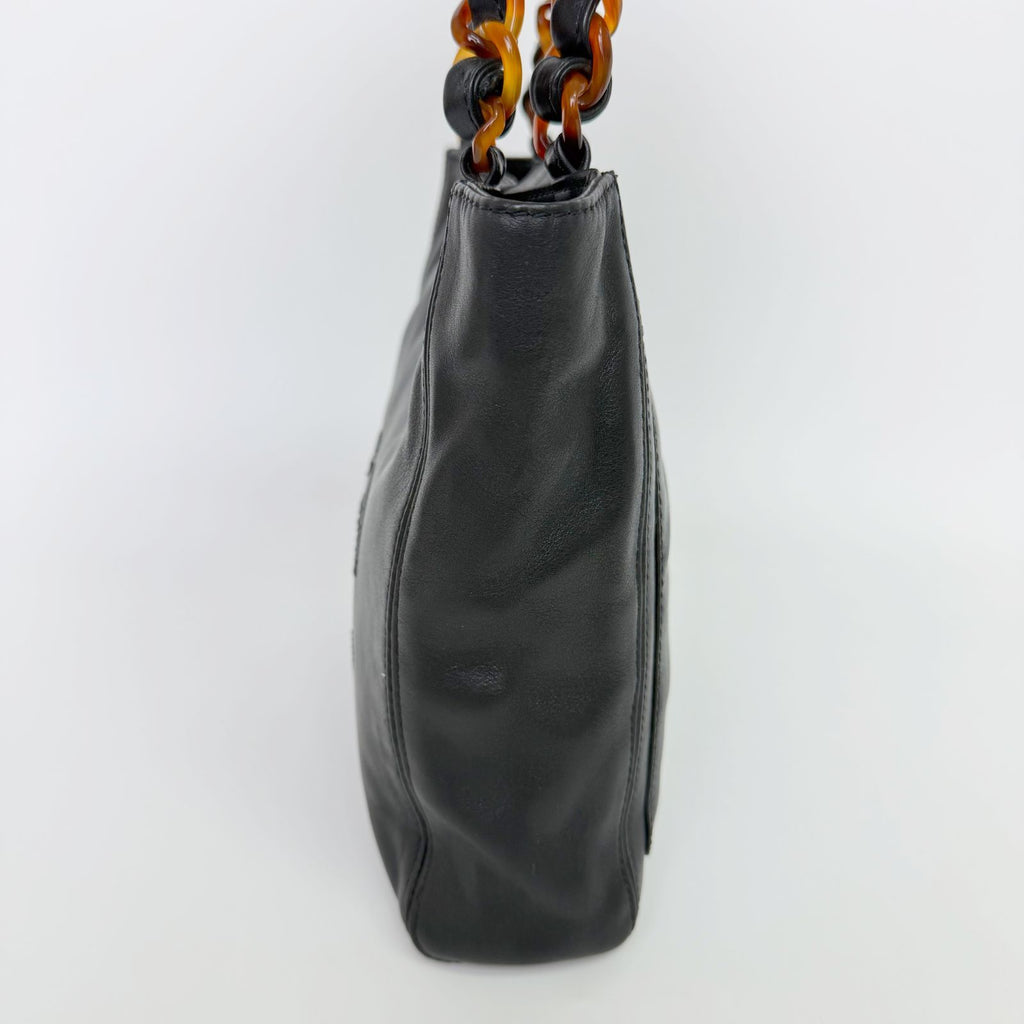 Chanel Timeless CC Tortoiseshell Chain Handbag Lambskin Black Vintage — view 5