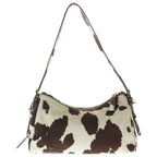 Prada Eme Cow Pattern Calf Hair Leather Oneshoulder White Brown Handbag — view 2