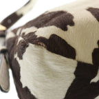 Prada Eme Cow Pattern Calf Hair Leather Oneshoulder White Brown Handbag — view 5