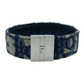 Dior Oblique Bracelet Bangle Jacquard Canvas Leather Metal Navy Daily