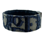 Dior Oblique Bracelet Bangle Jacquard Canvas Leather Metal Navy Daily — view 4