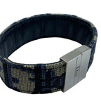 Dior Oblique Bracelet Bangle Jacquard Canvas Leather Metal Navy Daily — view 5
