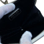Prada Pouch Coin Purse Triangle Logo Leather White Silver Practical Daily — view 8