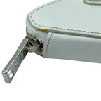 Prada Pouch Coin Purse Triangle Logo Leather White Silver Practical Daily — view 7