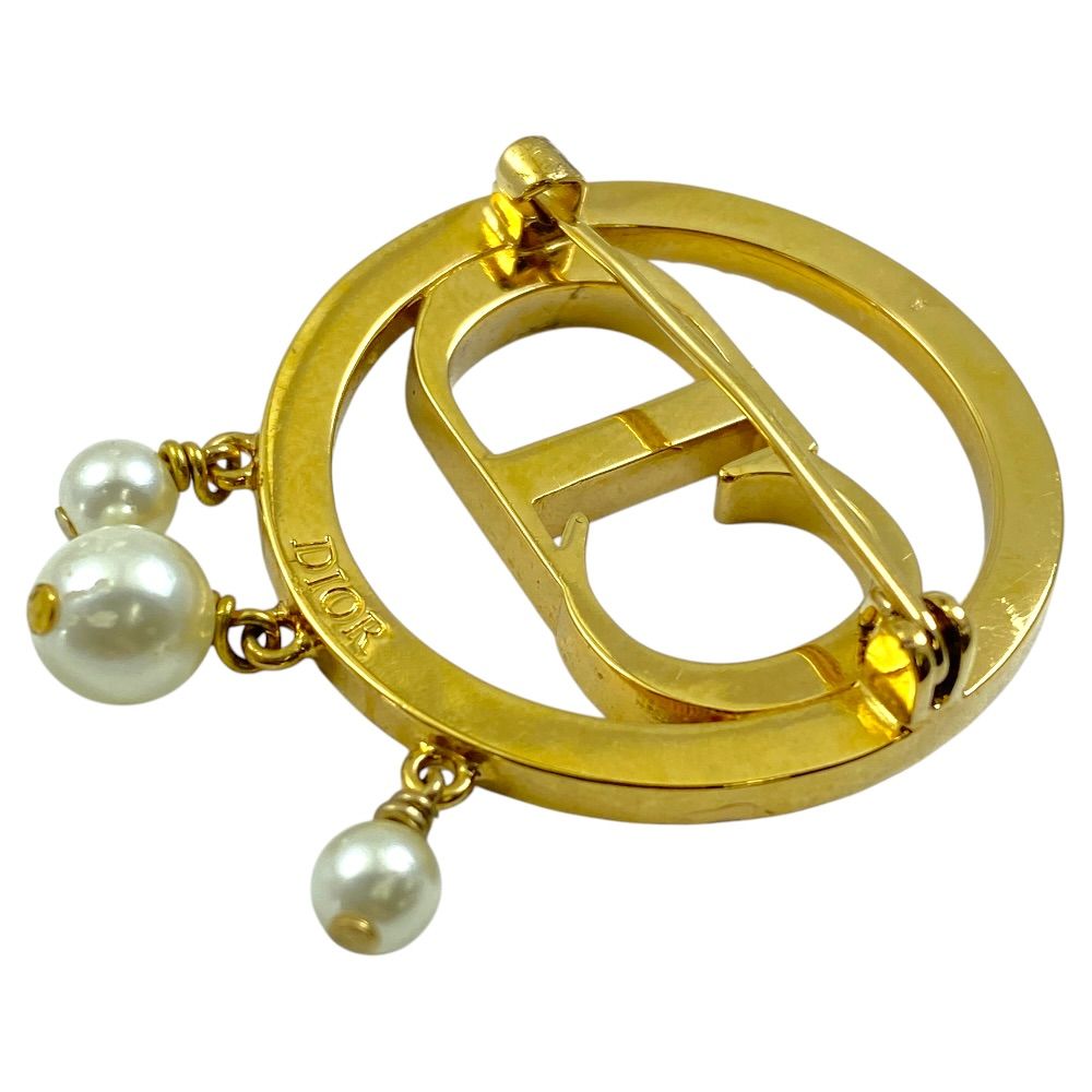 Dior Clair D Lune de Brooch Pin Metal Faux Pearl Rhinestone Gold Everyday — view 5