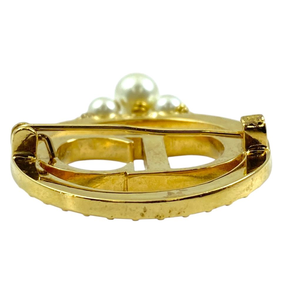 Dior Clair D Lune de Brooch Pin Metal Faux Pearl Rhinestone Gold Everyday — view 7