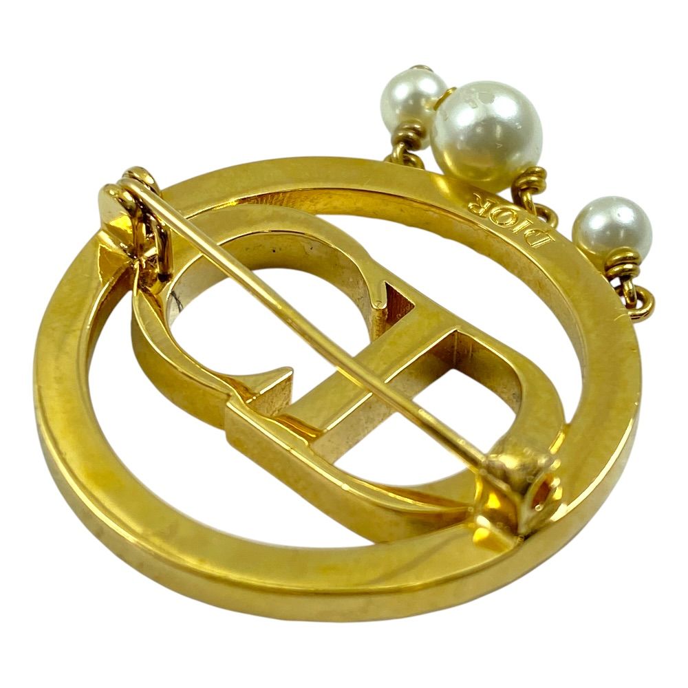 Dior Clair D Lune de Brooch Pin Metal Faux Pearl Rhinestone Gold Everyday — view 6