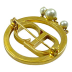 Dior Clair D Lune de Brooch Pin Metal Faux Pearl Rhinestone Gold Everyday — view 6