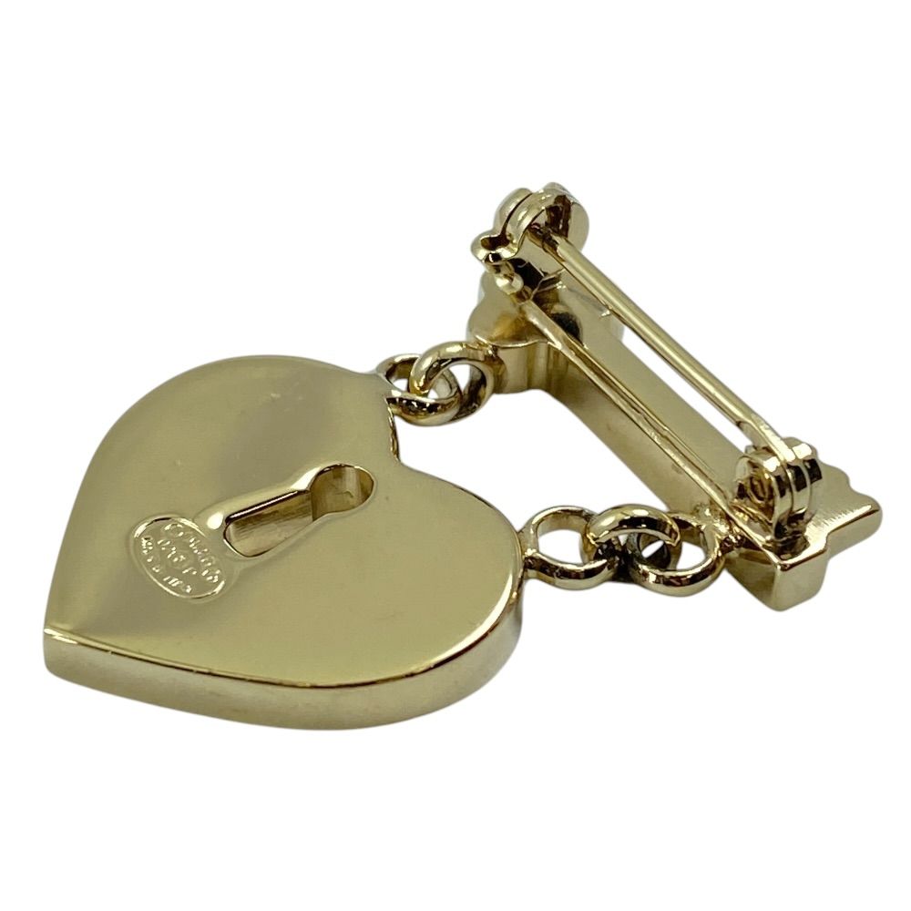 Chanel CC Logo Heart Lock Brooch Pin Gold Plated Everyday — view 5