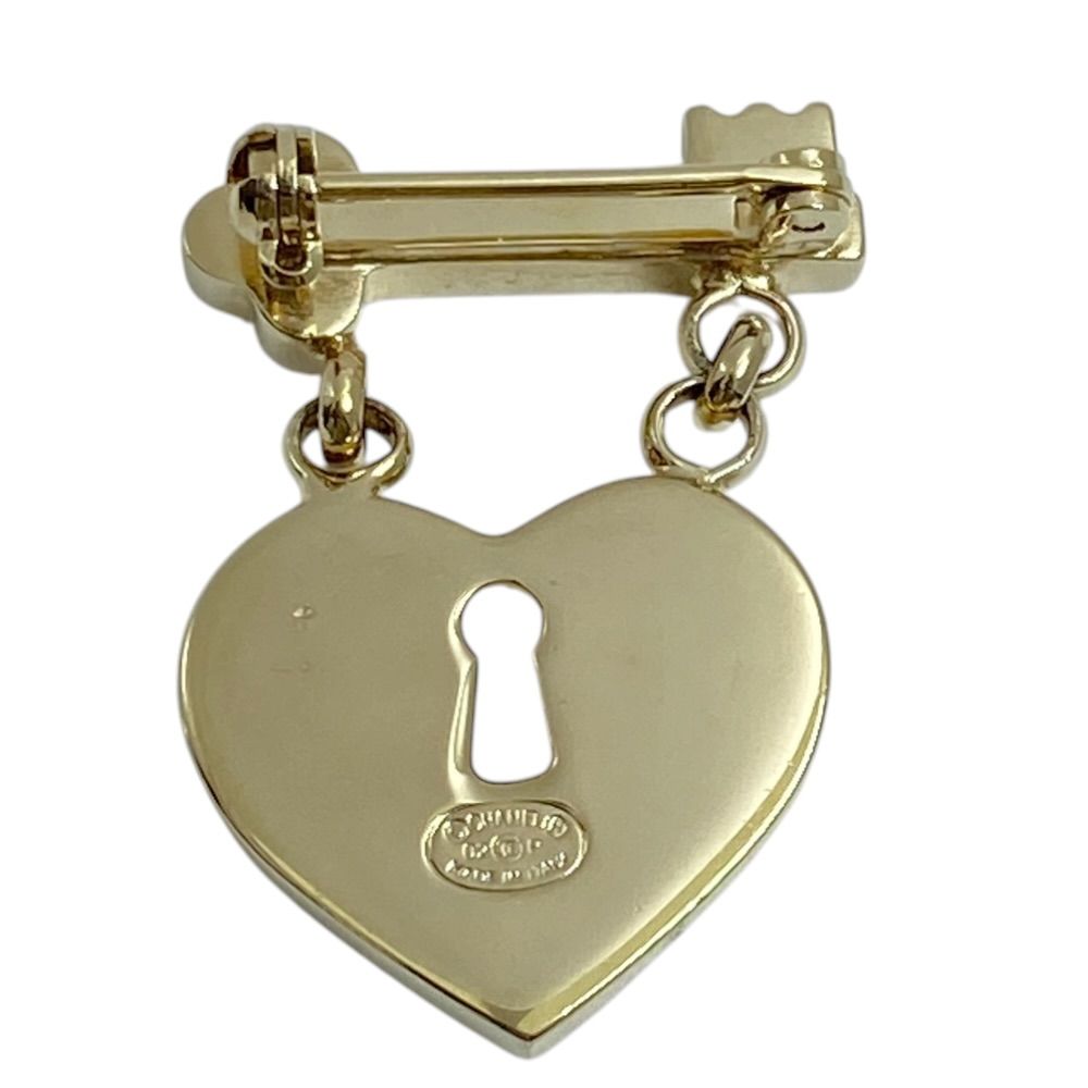 Chanel CC Logo Heart Lock Brooch Pin Gold Plated Everyday — view 2