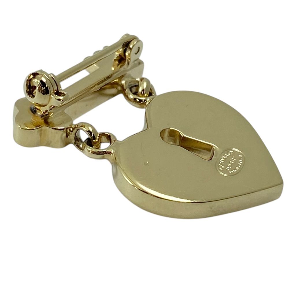 Chanel CC Logo Heart Lock Brooch Pin Gold Plated Everyday — view 6