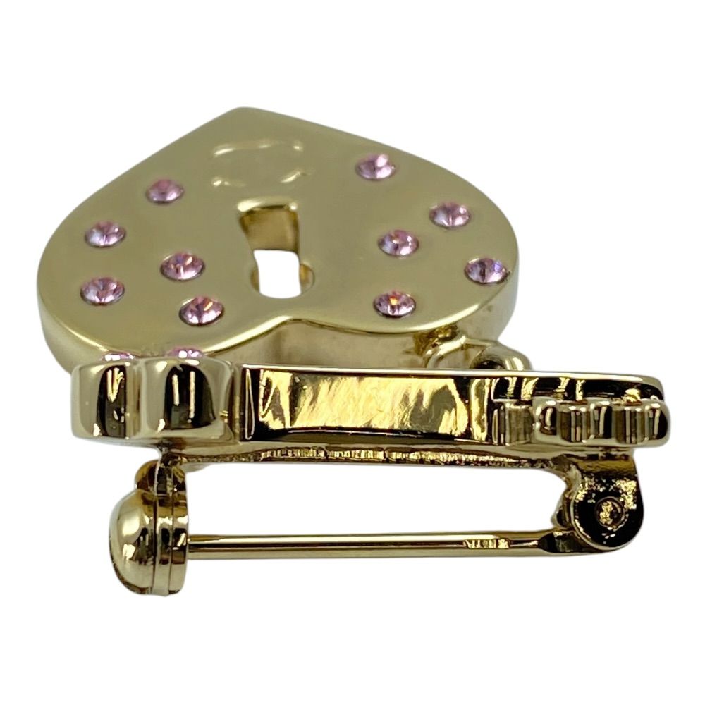 Chanel CC Logo Heart Lock Brooch Pin Gold Plated Everyday — view 7