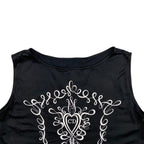 Dior Tank Top Camisole S Cotton Heart Logo Embroidery Black — view 3