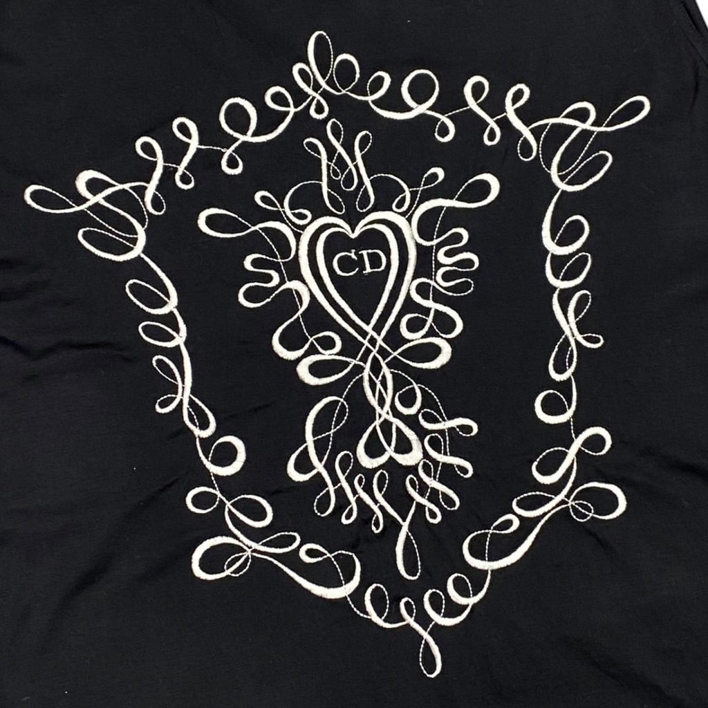 Dior Tank Top Camisole S Cotton Heart Logo Embroidery Black — view 7