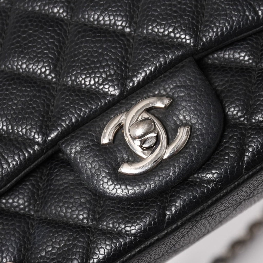 Chanel Mini Quilted 17 S Flap S Chain Shoulder Bag CC Logo Caviar Leather Black — view 8